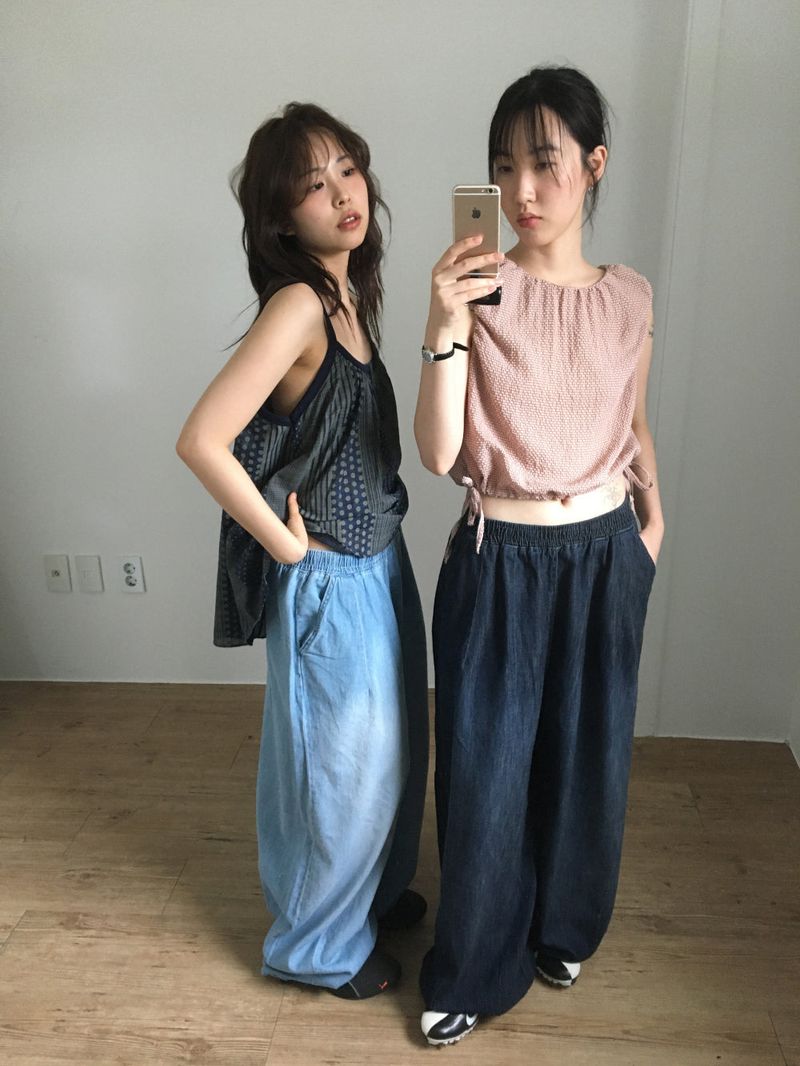 Hooded Balloon Denim Pants (2color)