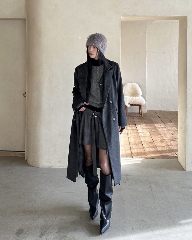 NEWALRIN Classic Long Wool Coat & Vest Set