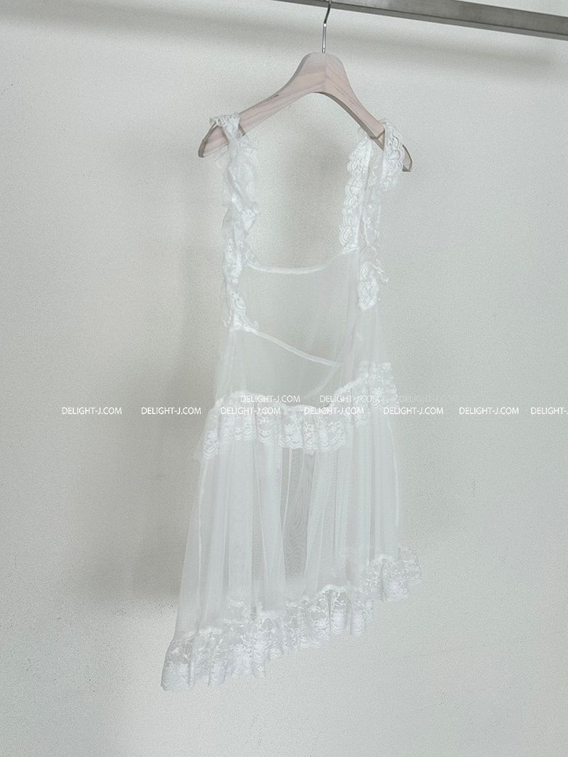 see-through layered frill mini dress