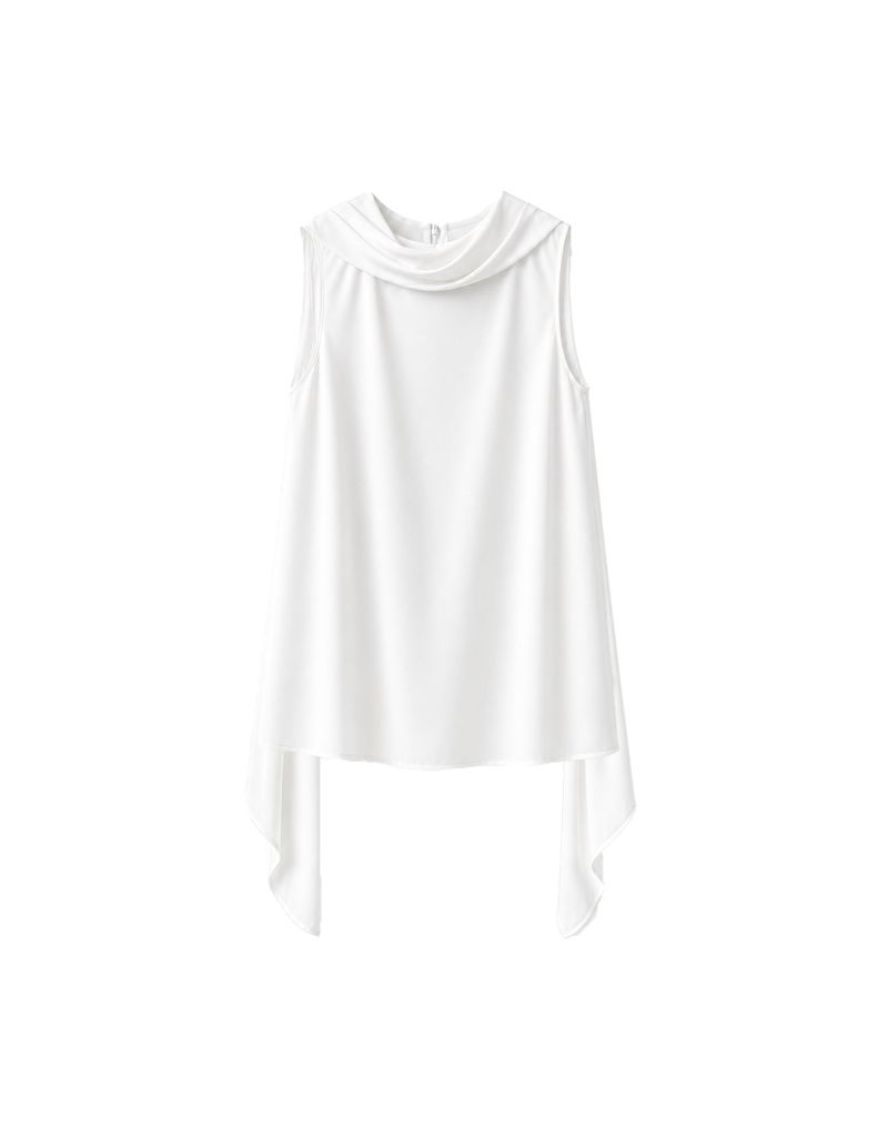 Aveline Cowl Neck Drape Sleeveless Blouse White