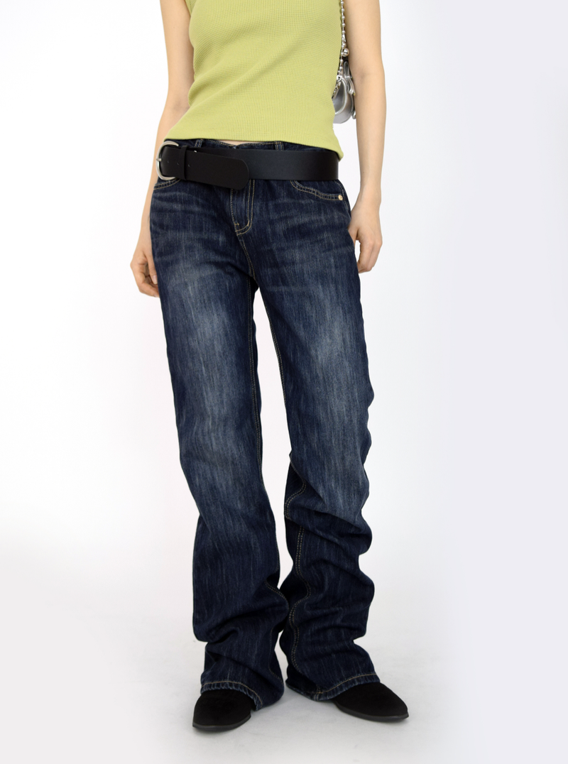 back rivet boots cut denim pants