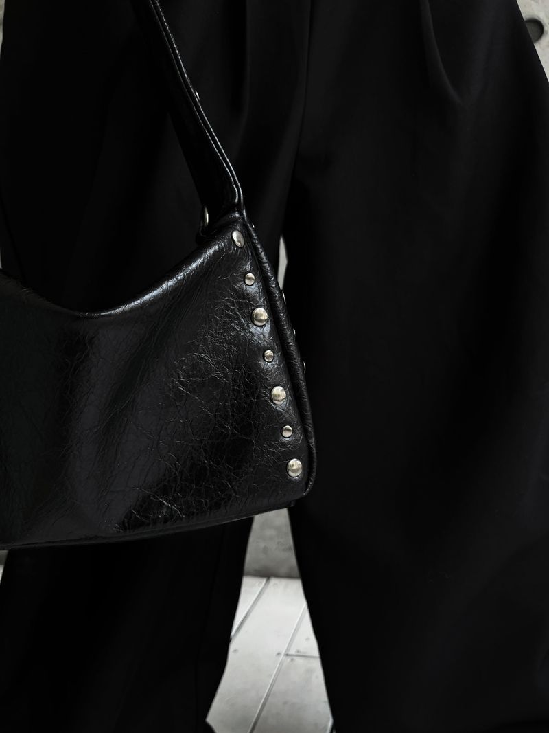studded shoulder shark bag