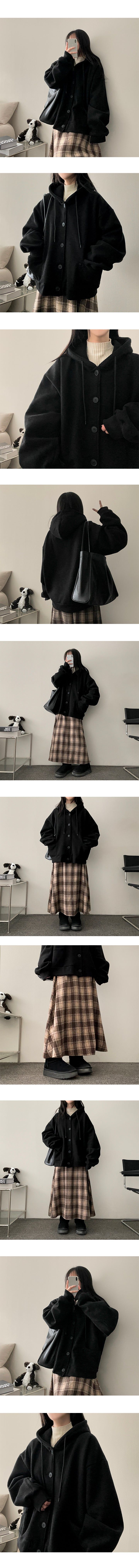 AnvBoxshi Wool Napping Burton Hooded Cardigan