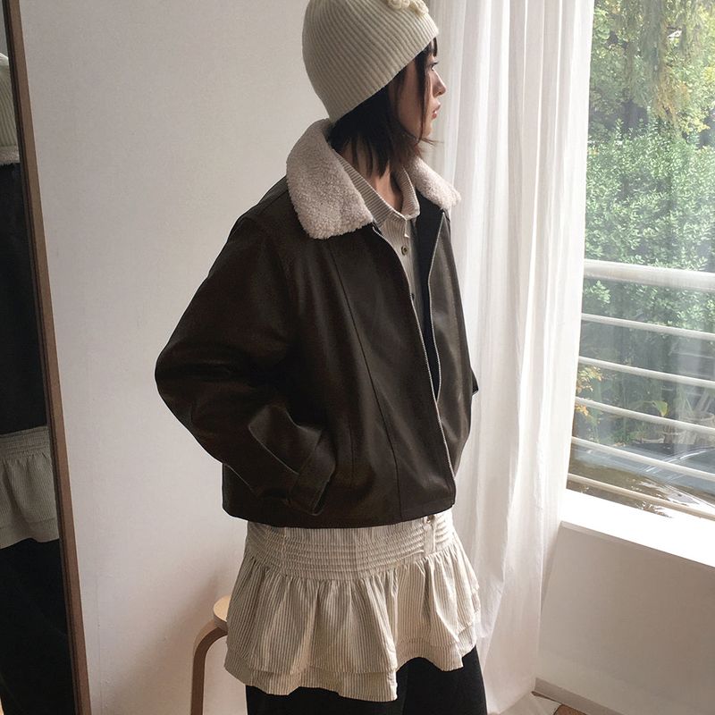 WONDER WONDER(ワンダーワンダー)の「Zizhen wool loose fit leather suede jacket(Jackets/Outerwear)」