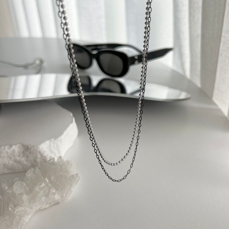 ib black 2-line ball chic choker necklace