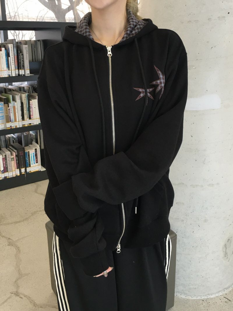 Star Patchwork Fleece Hooded Zip-Up (2c)