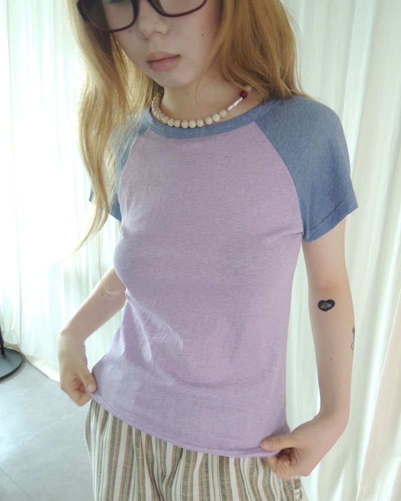 HEATHER RAGLAN SHORT SLEEVE T-SHIRT