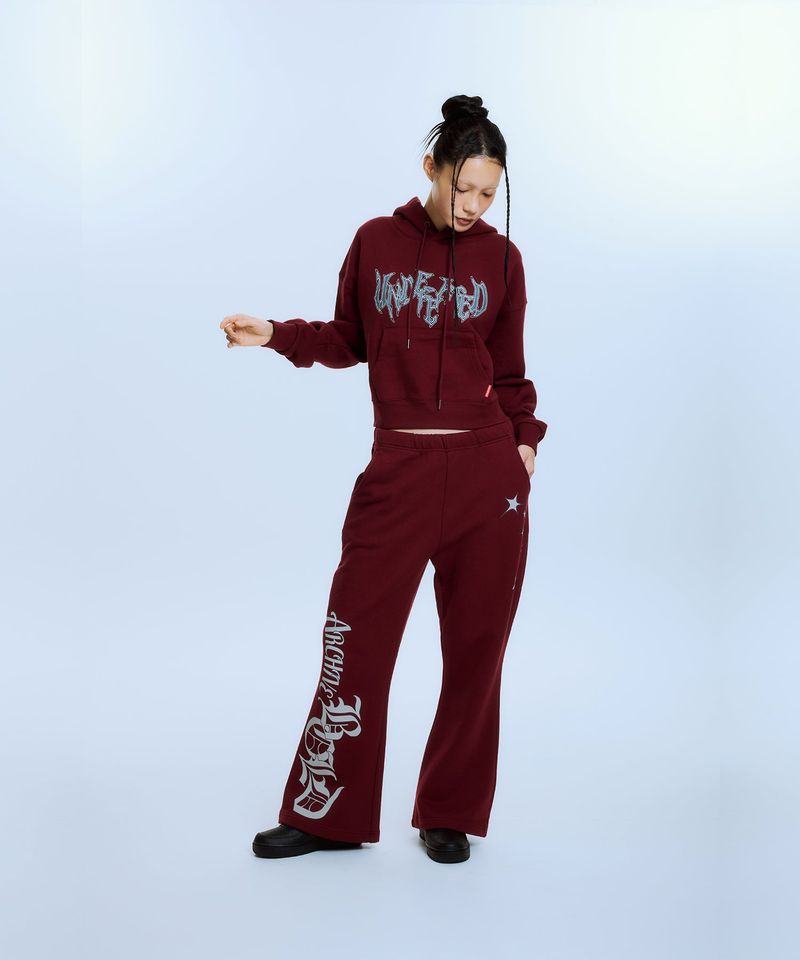 STARDUST FLARE SWEAT PANTS (BURGUNDY)