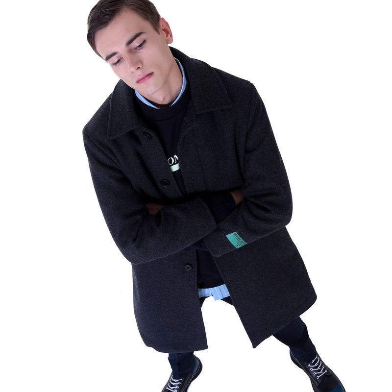 プリンテッドウールキルトラインコート[UNISEX] Printed Wool & Quilted Lining Coat (Grey)