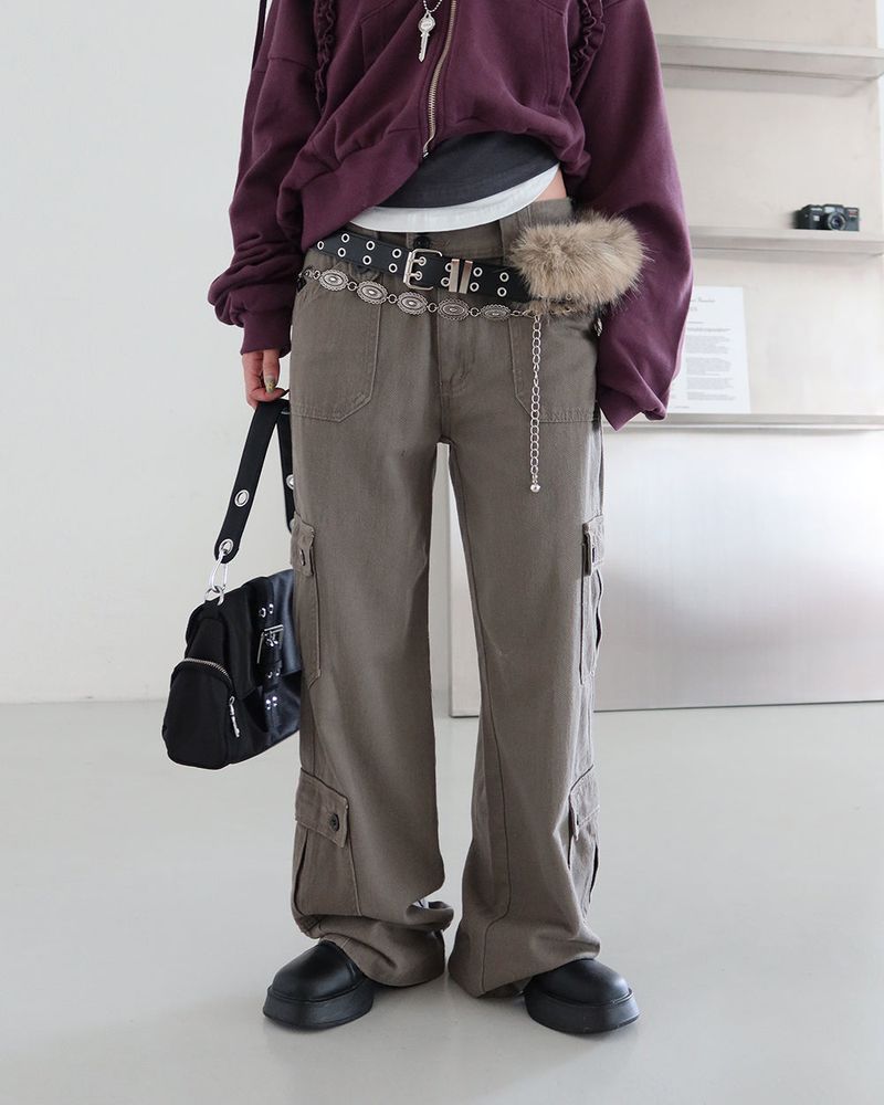 Punching mink fur layered belt