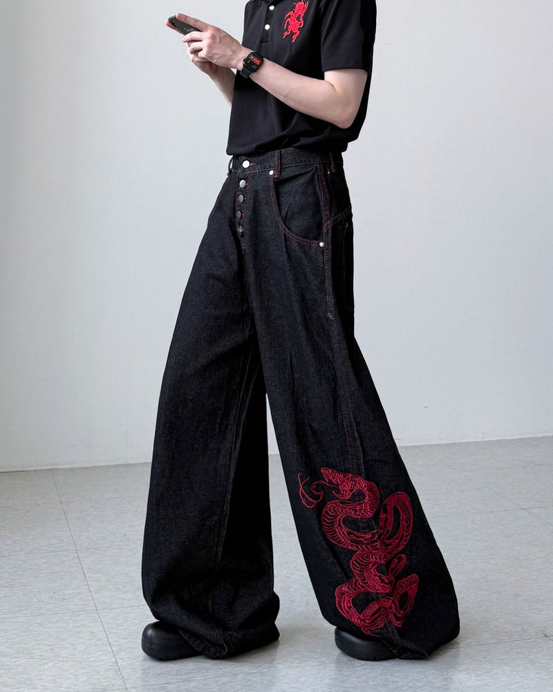 Serpent Black Wide Denim