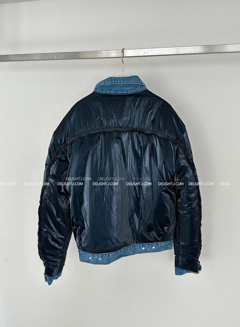 Double-sided reversible denim padded coat