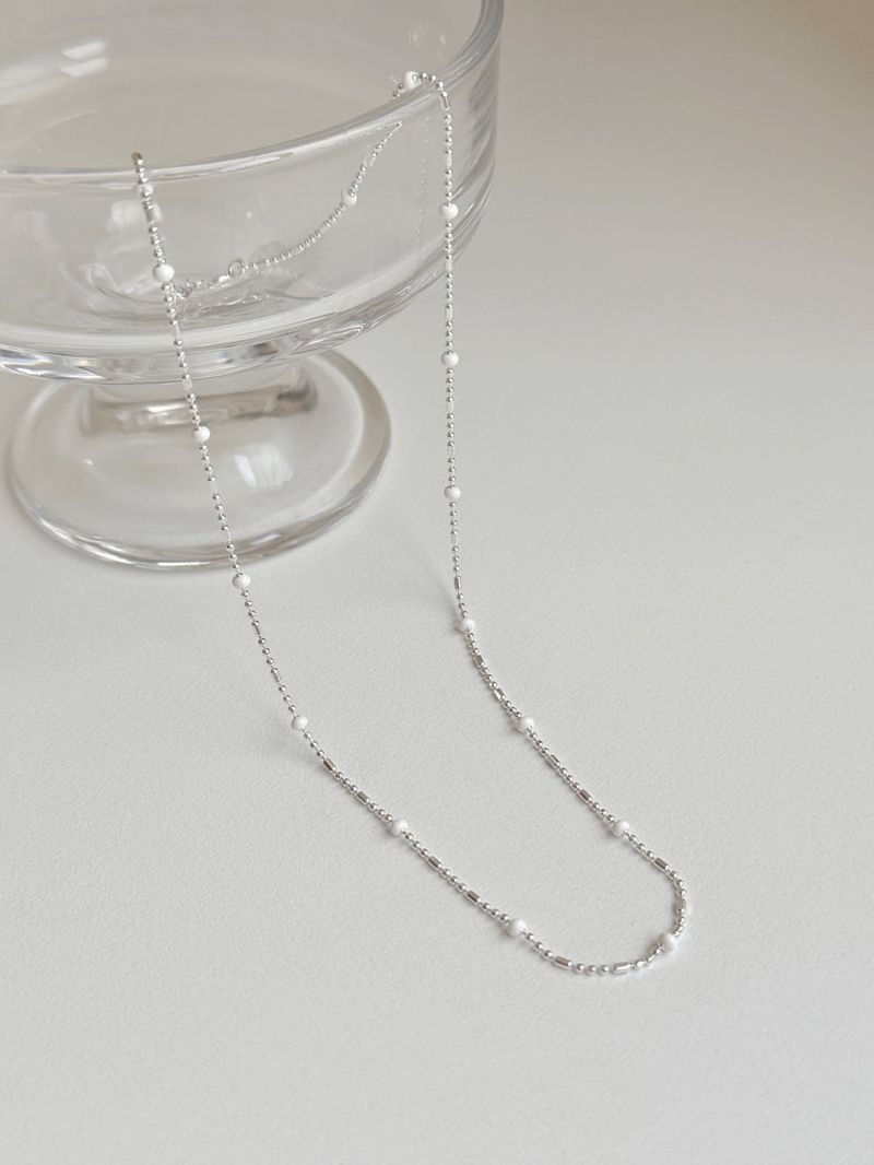 [silver 925] silver white bead necklace
