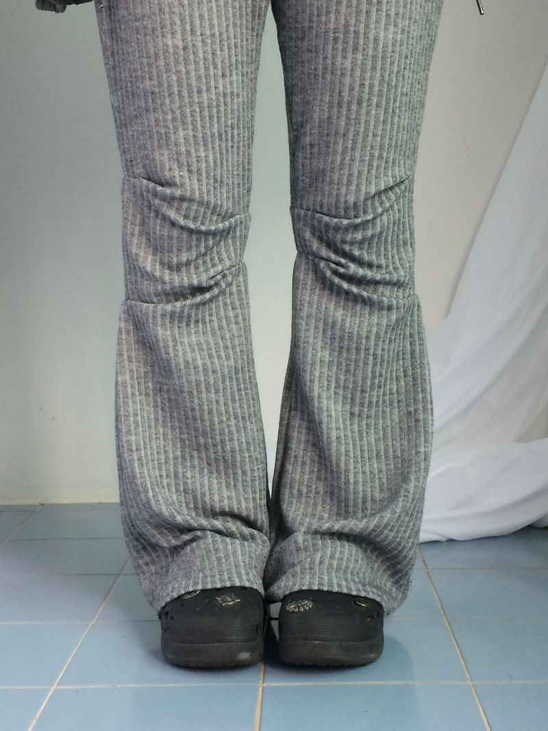 Stripe bootcut banding pants