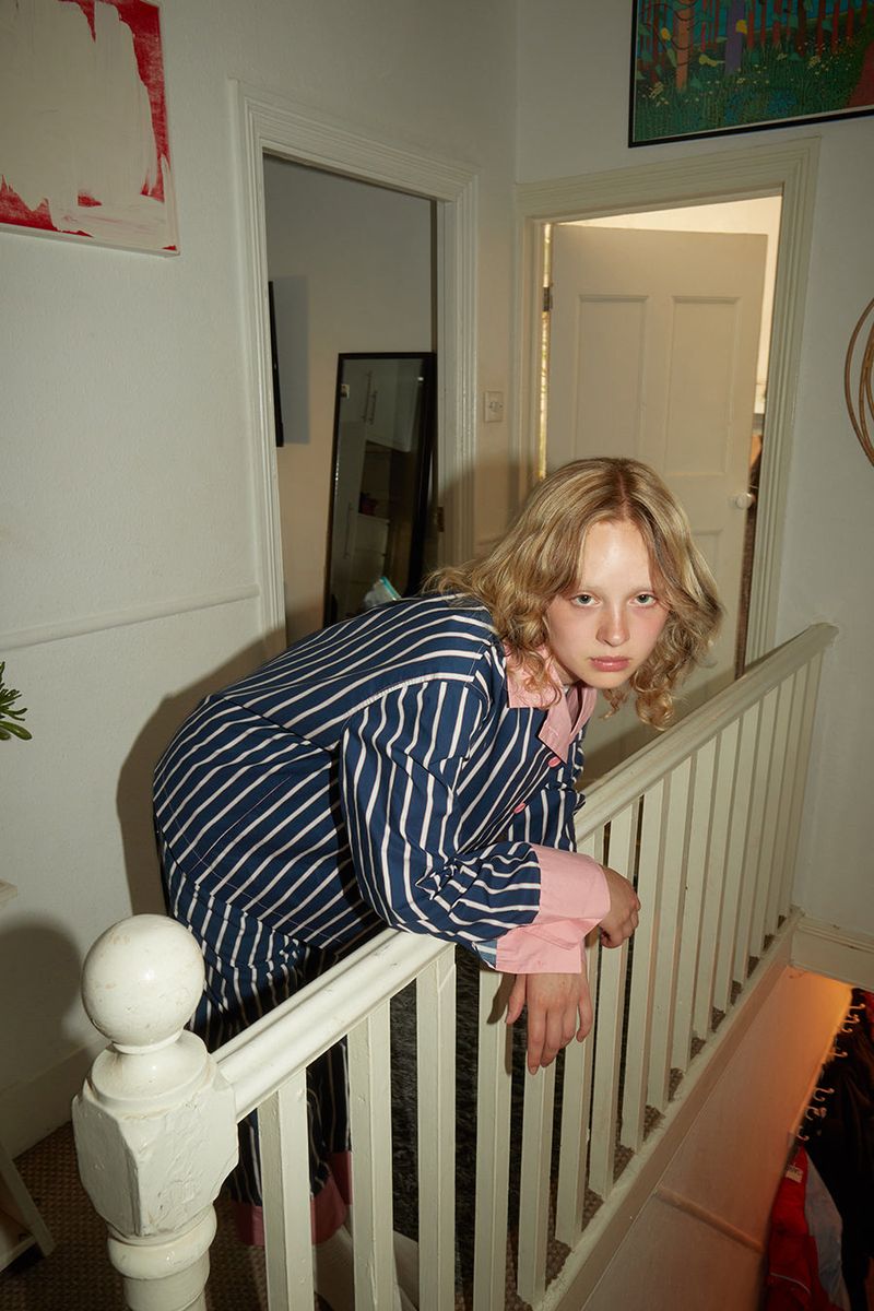 Navy Pink Stripe Shirt