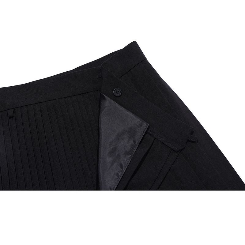 CHAIN PLEATS LAP SKIRT BLACK