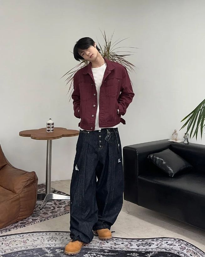 Ruped cropped washed jacket