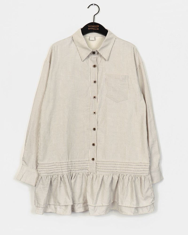 Namo frill Layered Stripe Shirt Dress