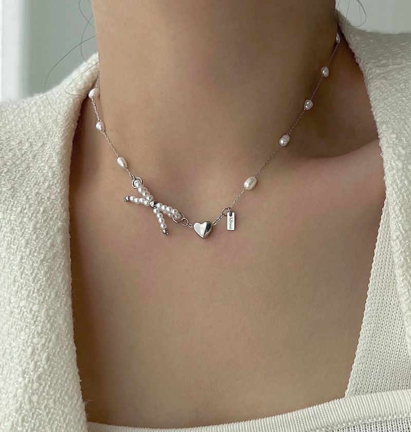 oru Ballet Core Innocent Natural Ribbon Fresh Pearl Short Layered Necklace