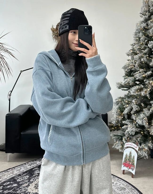 Any Stitch Knit Hood Zip Up