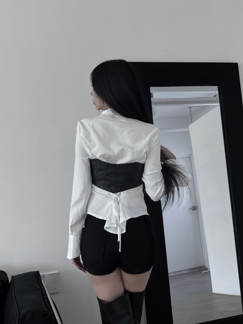 back corset cuff shirt (2color)