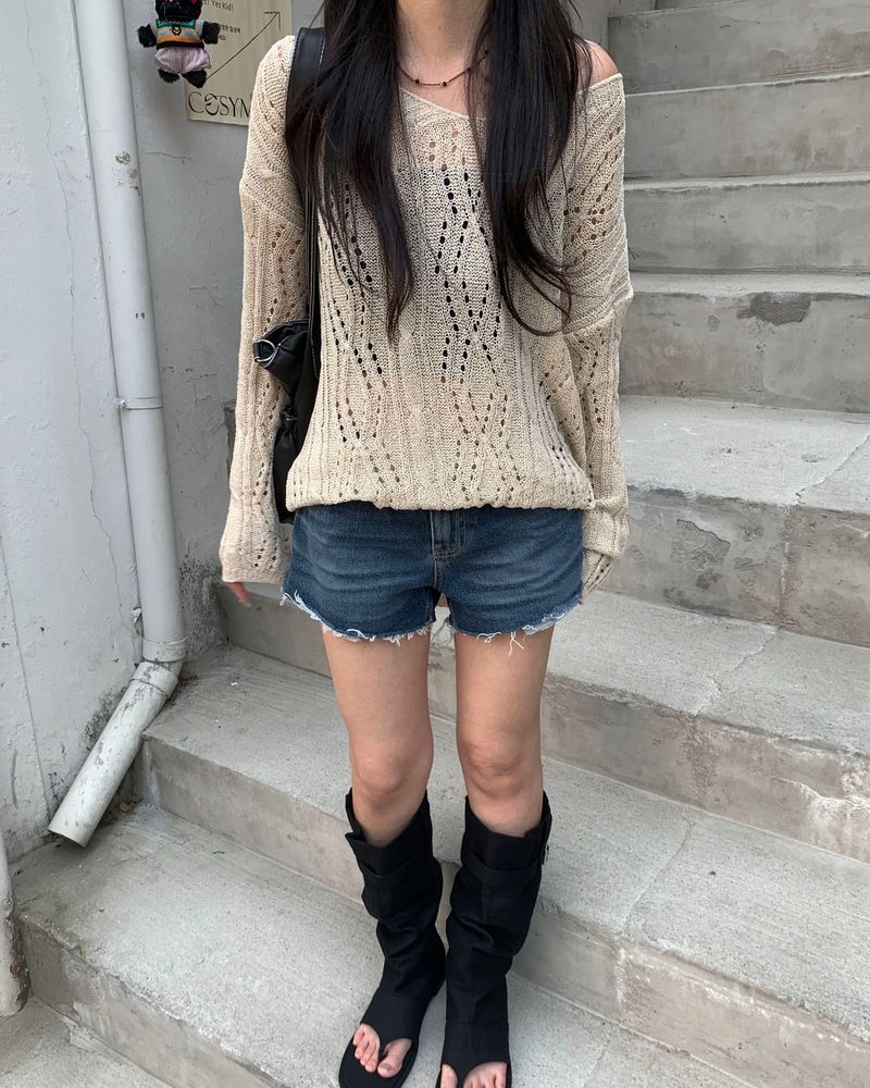 Sand denim shorts