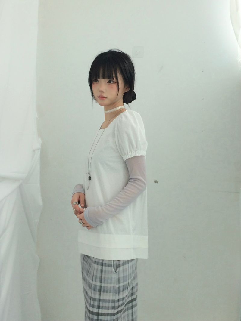 DotTexture Lace Line Mini Dress