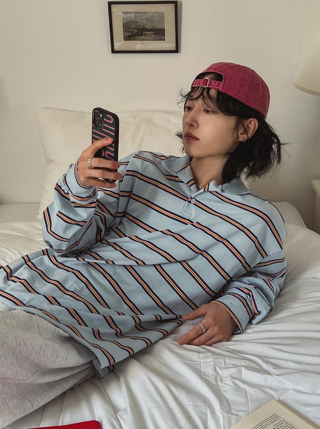 Coca ストライプ ラグビーTシャツ