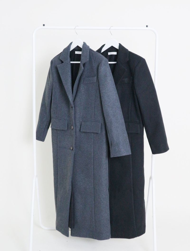 Stutch Solid Wool Long Coat (Lining Fleece-lined)