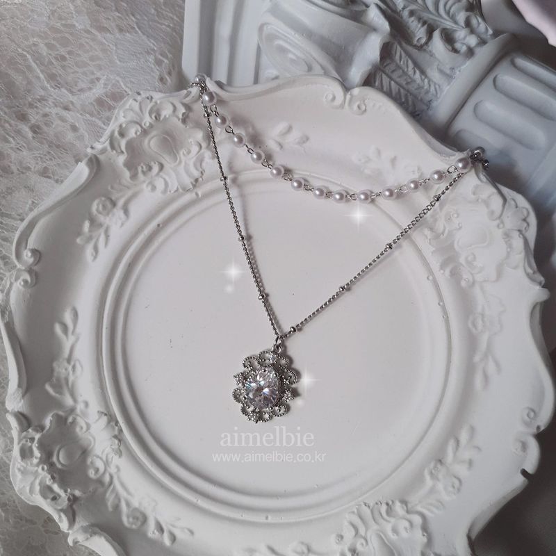 [IVE Liz Necklace/Anti-tarnish] Laced Waterdrop Layered Necklace
