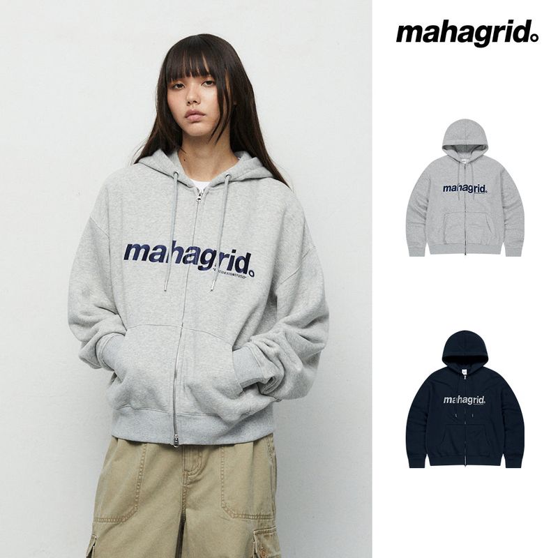 BASIC LOGO ZIP-UP HOODIE_NAVY