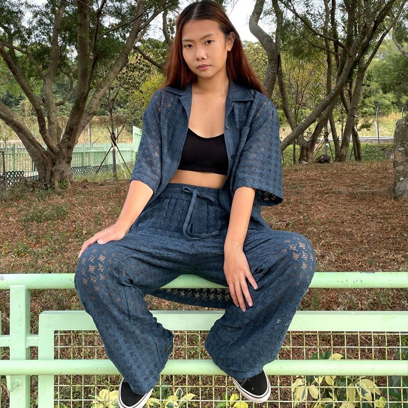PEACOCK BLUE KNIT SHIRT