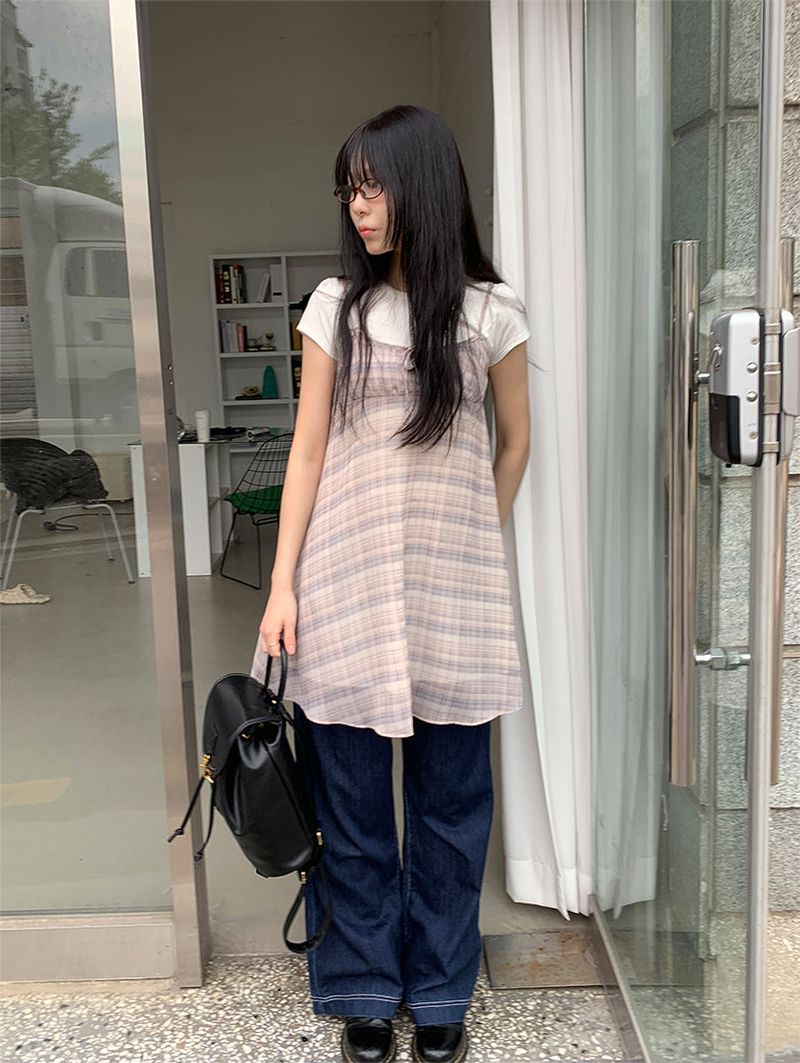 MAUVE CHECK MINI DRESS (3C)