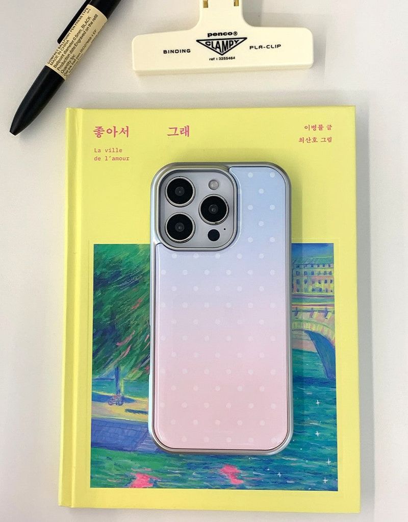 [MADE]ドットコットンキャンディ シルバーエポキシバンパー iPhoneケース