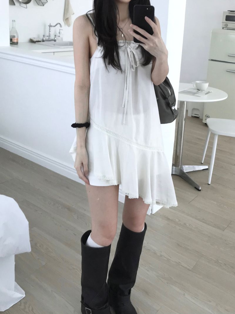 Rib Unbalanced Dress (3 colors)