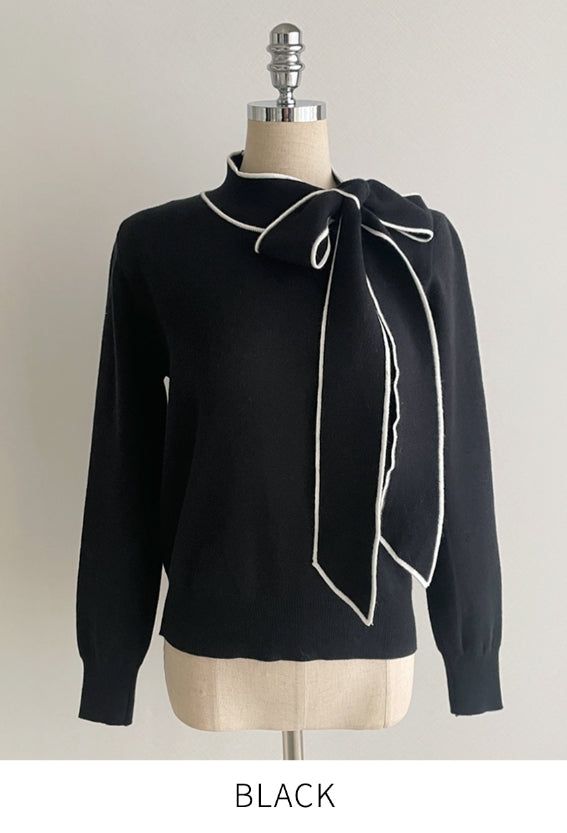Coco Color Matching Line Tie Knit
