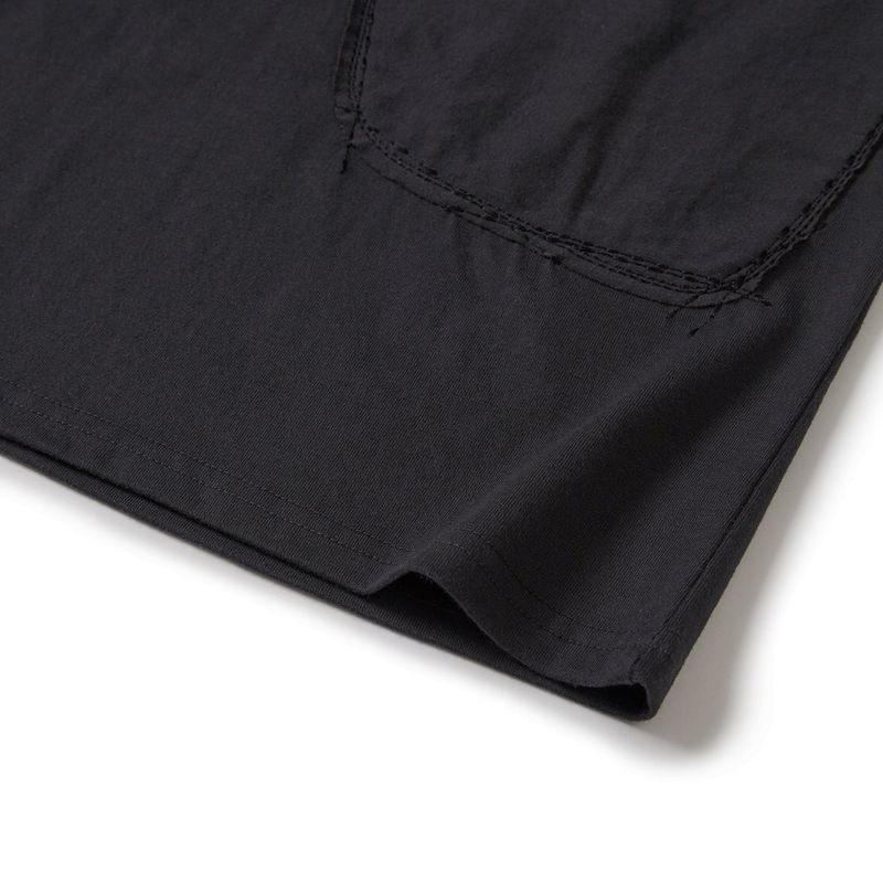 Patchwork pocket half T-shirts / Dusty black