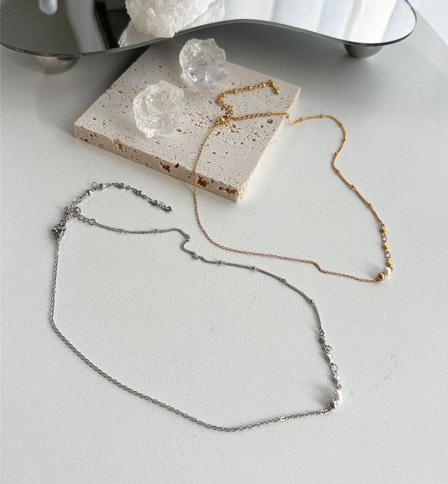 go Innocent pearl heart two-way y guest look necklace(Gold color)