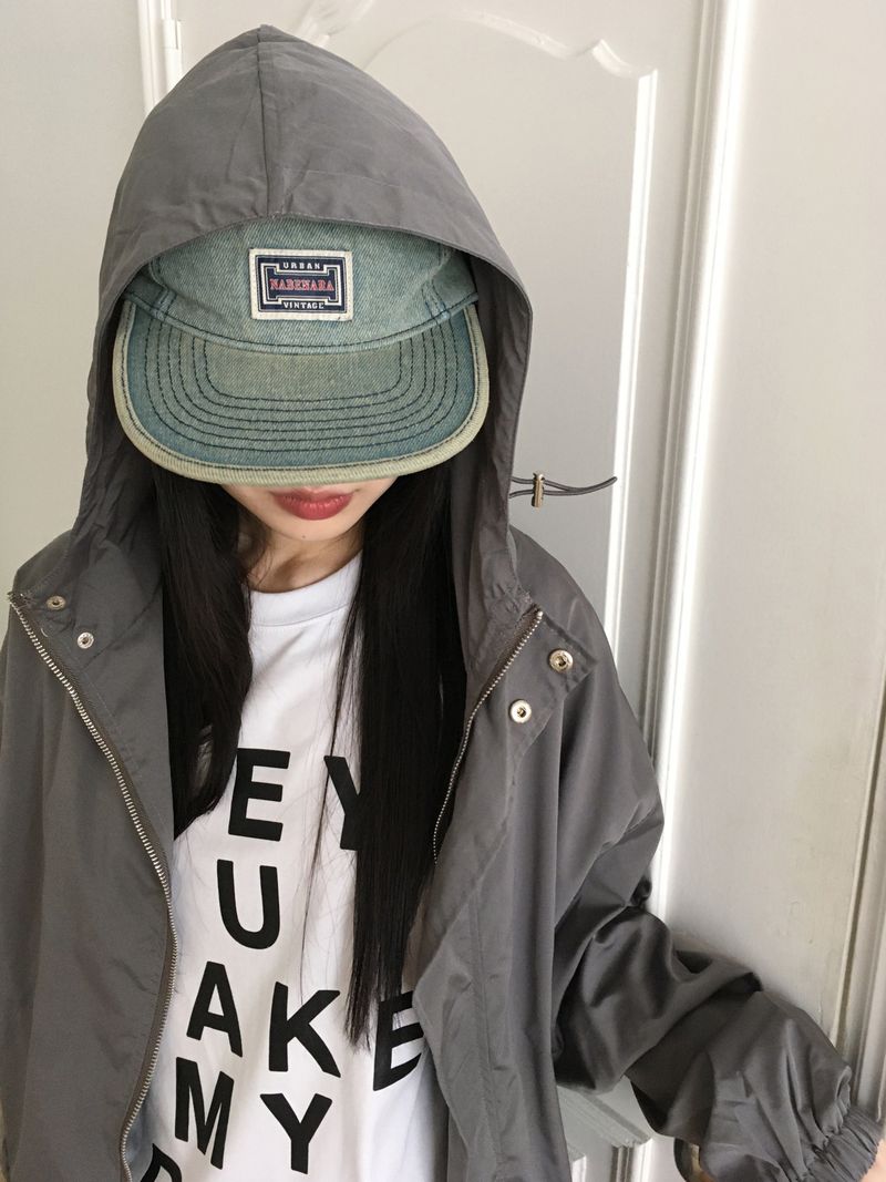 Linick high neck hooded nylon two-way zip-up