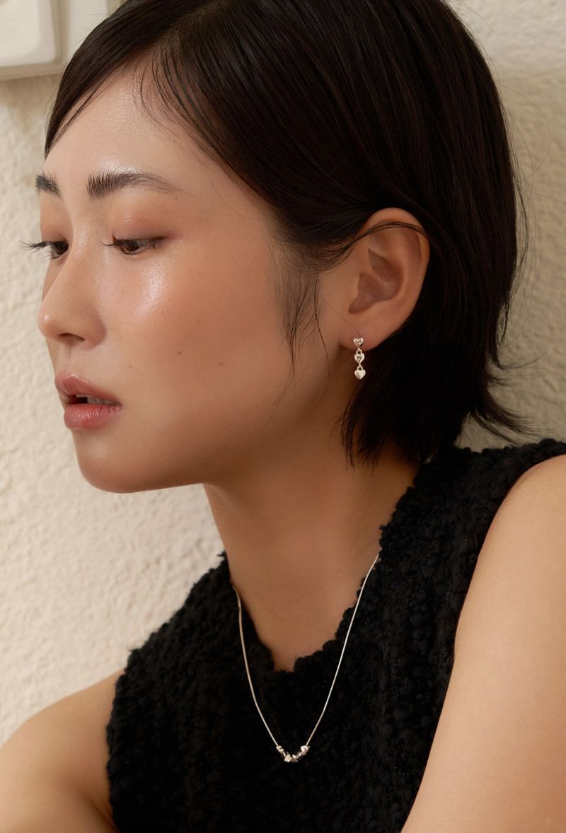 tiny heart drop earring
