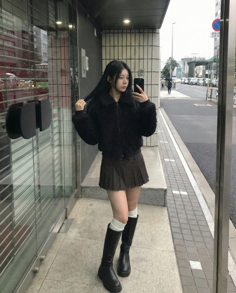 Wool pleated skirt