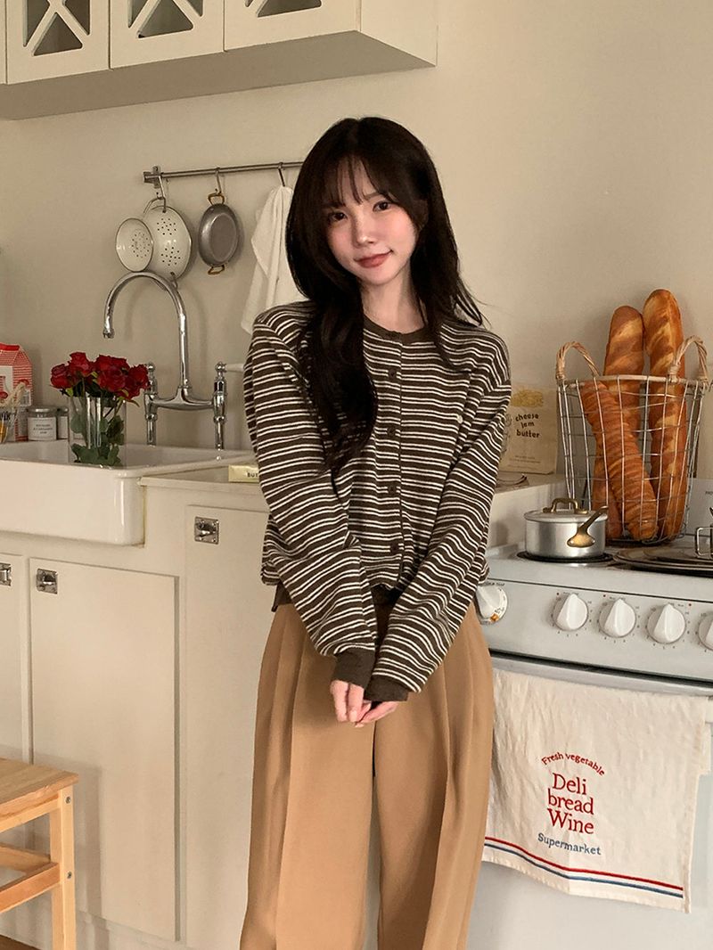 TRENDY APPAREL（トレンディー アパレル）の「[MADE] [Planning] Slits Stripe Round Cardigan（Tops）」
