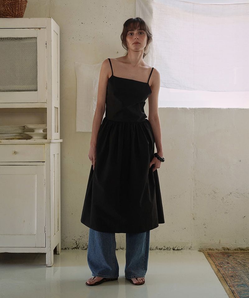 Back tie long dress_black