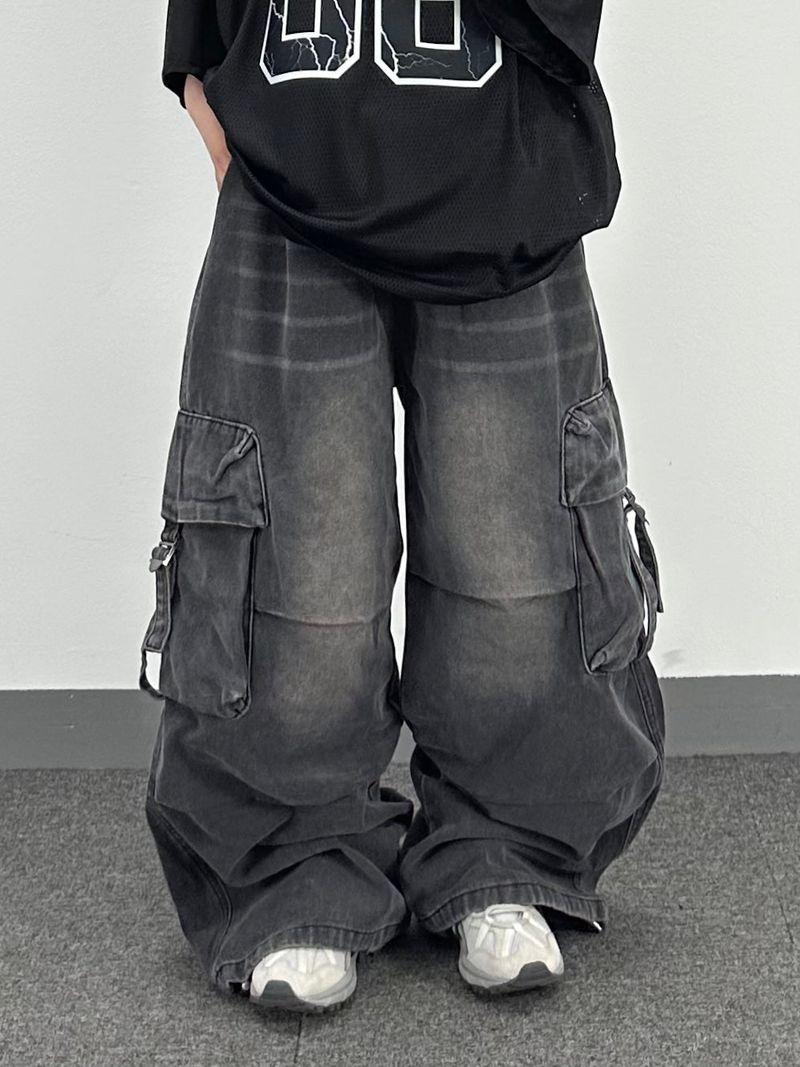 バックルカーゴデニムパンツ