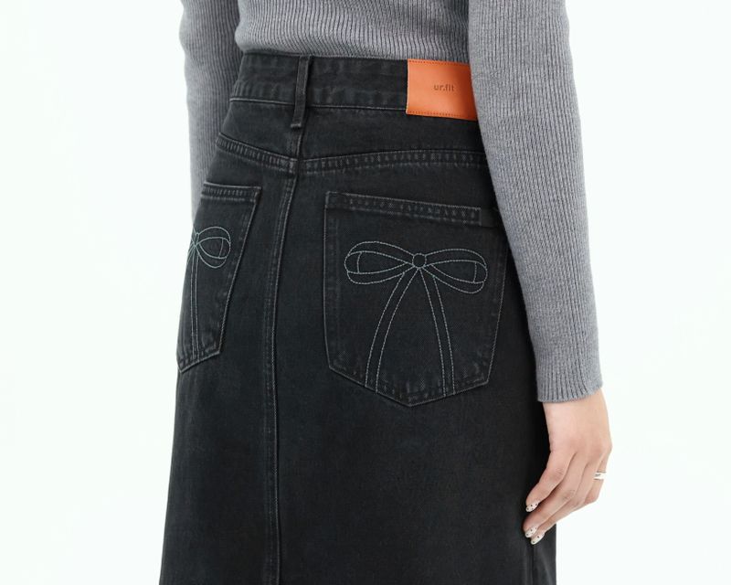 DENIM MAXI SKIRT_BLACK code 26003