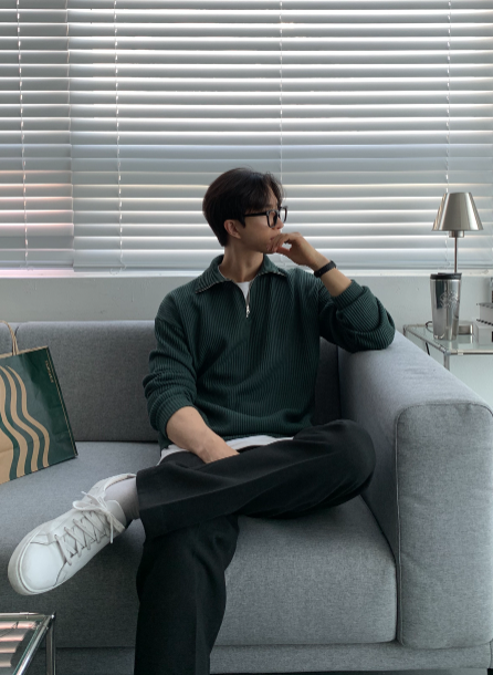 Hendes Daily Ribbed Semi-Zip Up Knit