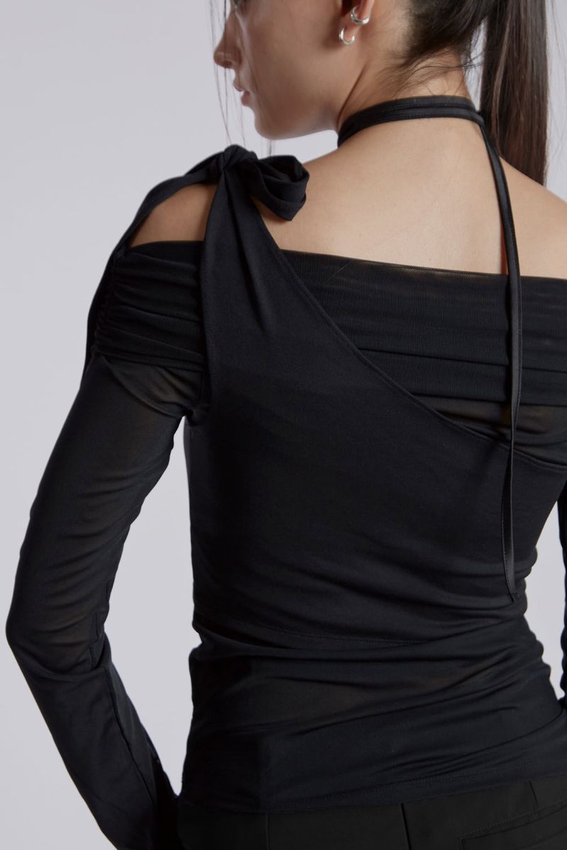 OFF SHOULDER KNOT TOP(BLACK)