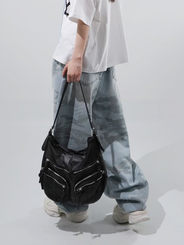 Vintage Pocket Leather Shoulder Bag