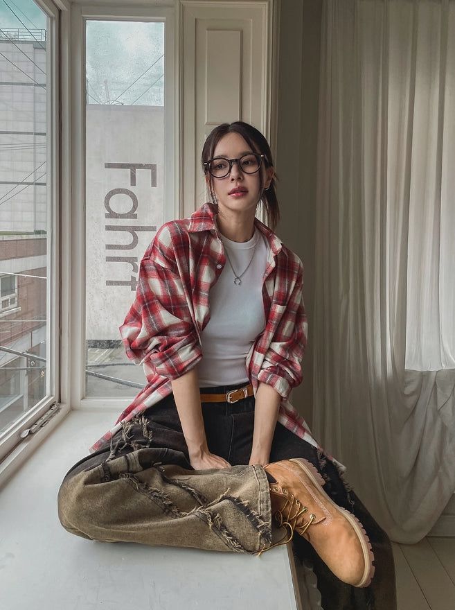Motsu Loose Fit Checkered Shirt
