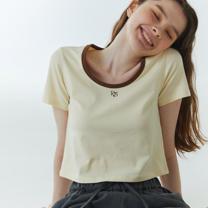 RVS Ringer Cropped T-Shirt Yellow